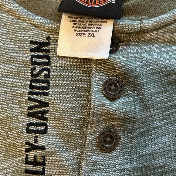 Men’s Harley-Davidson Green Long Sleeve Tee Relaxed Fit - Picture 12 of 13